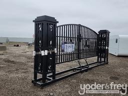 Unused 20' Iron Gate, Single Arc (Deer Design)(Damaged)