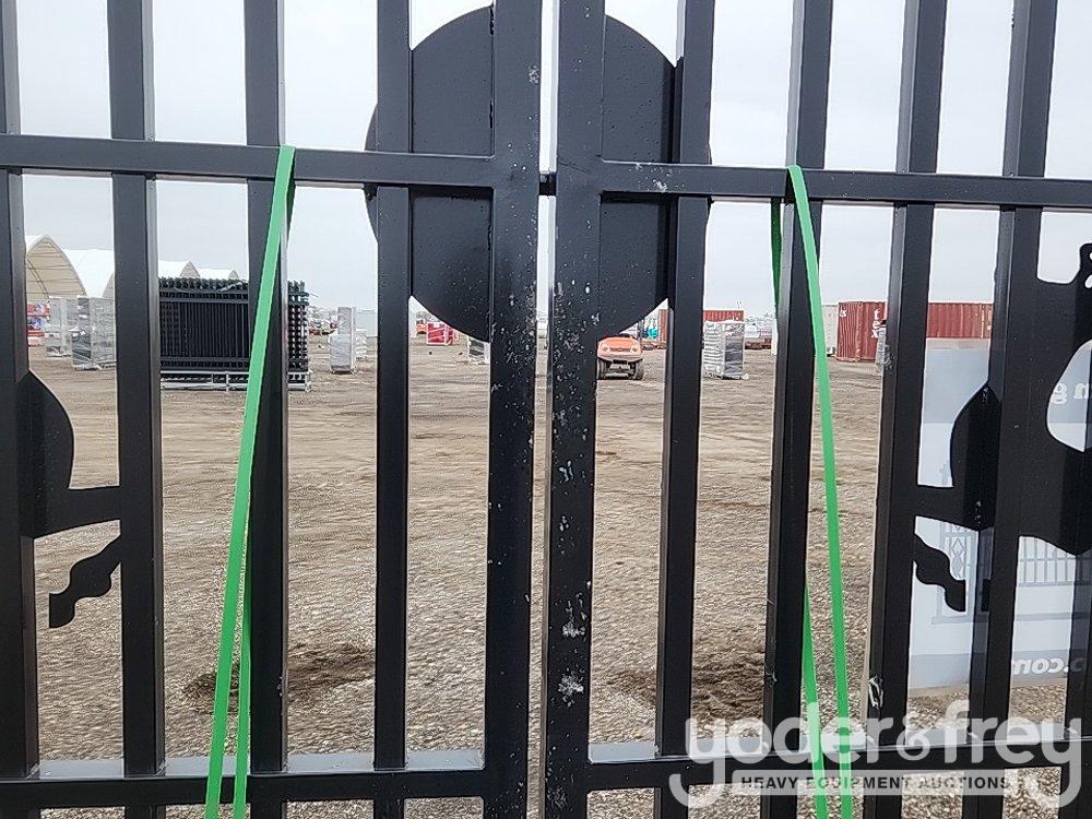 Unused 20' Iron Gate, Single Arc (Deer Design)(Damaged)