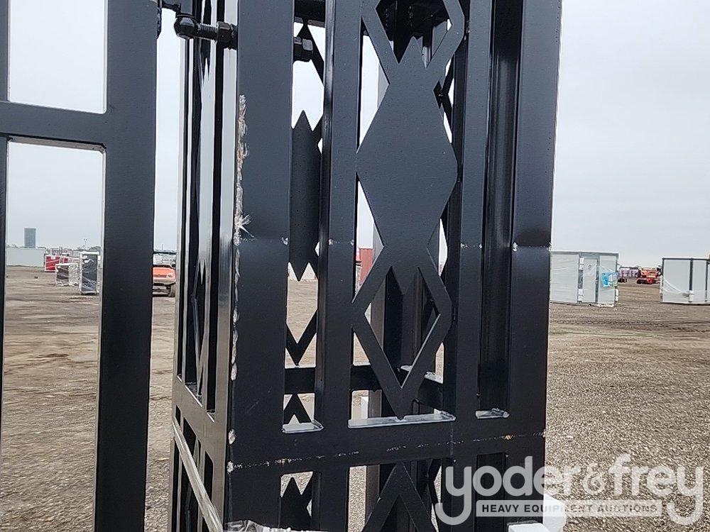 Unused 20' Iron Gate, Single Arc (Deer Design)(Damaged)