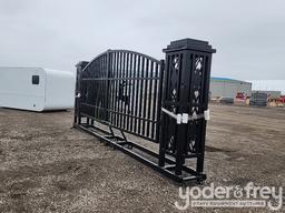 Unused 20' Iron Gate, Single Arc (Deer Design)(Damaged)