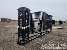 Unused 20' Iron Gate, Single Arc (Deer Design)(Damaged)