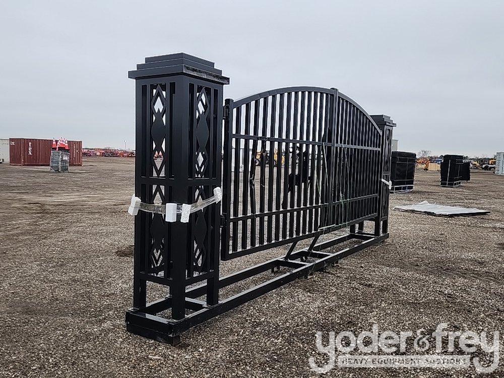 Unused 20' Iron Gate, Single Arc (Deer Design)(Damaged)