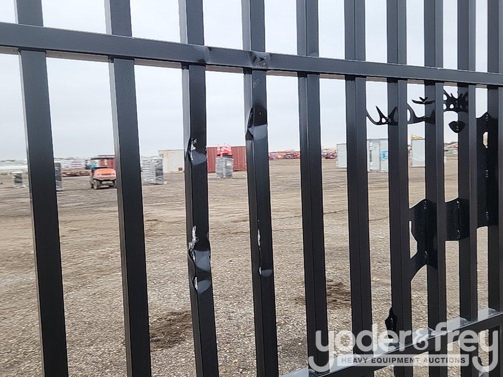 Unused 20' Iron Gate, Single Arc (Deer Design)(Damaged)
