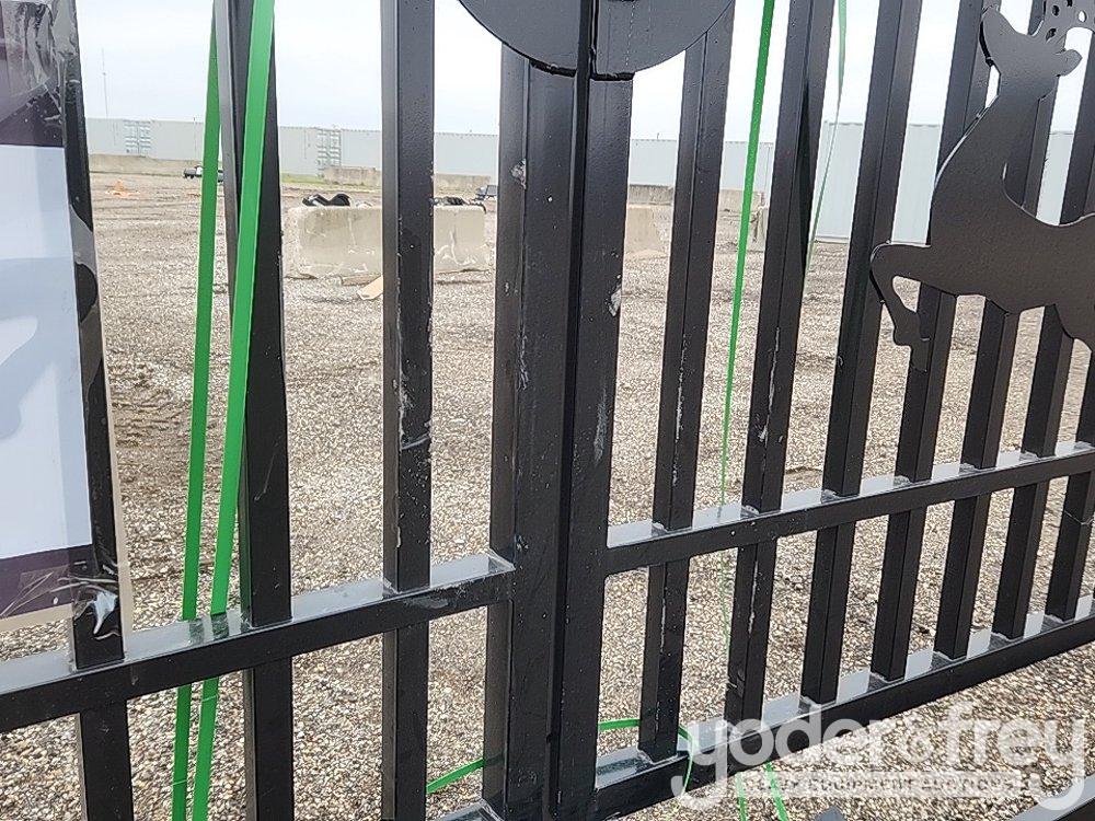 Unused 20' Iron Gate, Single Arc (Deer Design)(Damaged)