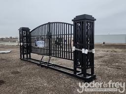 Unused 20' Iron Gate, Single Arc (Deer Design)(Damaged)
