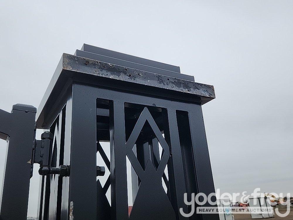 Unused 20' Iron Gate, Single Arc (Deer Design)(Damaged)
