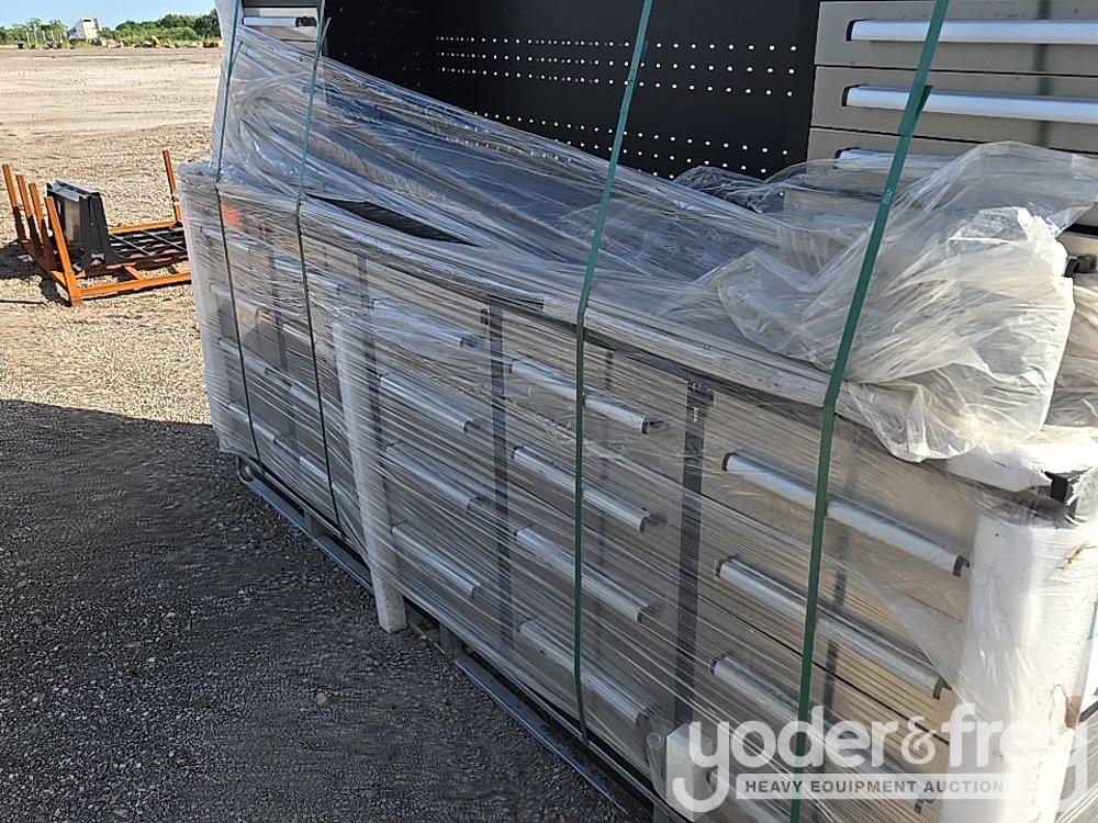 Unused 2025 9.5' Work Bench With 30 Drawers, Packed In Plastics, Drawers With Lock And Anti-Slip Inn