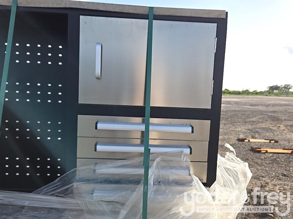 Unused 2025 9.5' Work Bench With 30 Drawers, Packed In Plastics, Drawers With Lock And Anti-Slip Inn
