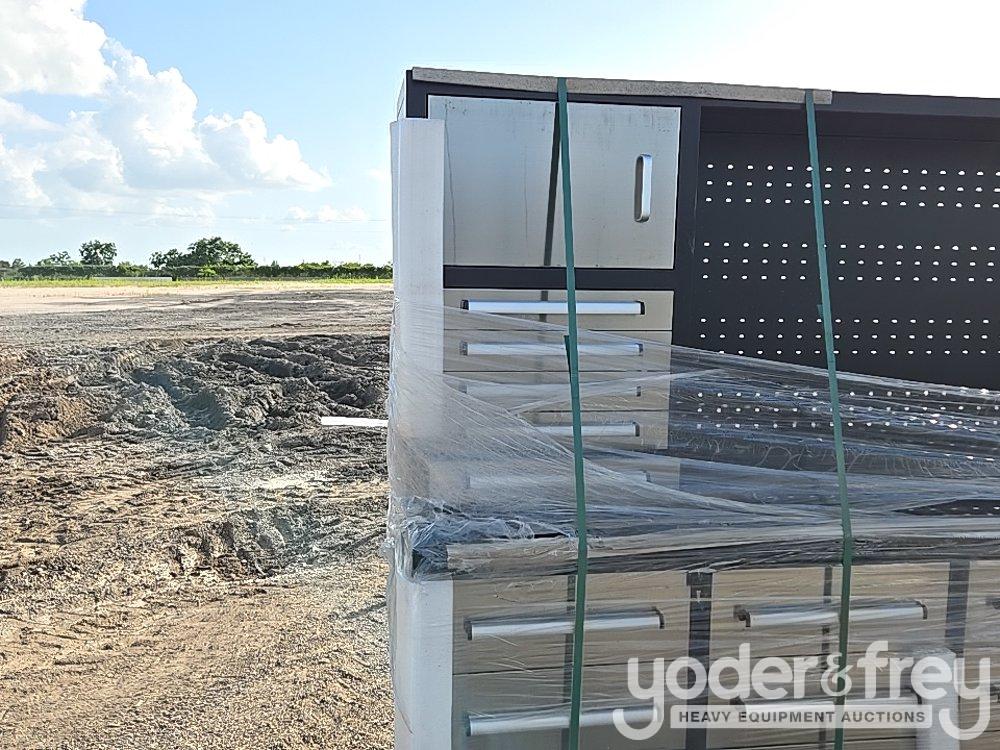Unused 2025 9.5' Work Bench With 30 Drawers, Packed In Plastics, Drawers With Lock And Anti-Slip Inn