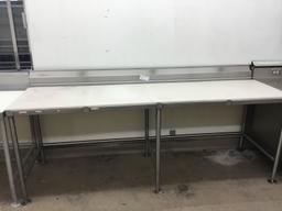 8' POLY TOP TABLE WITH BACK SPLASH