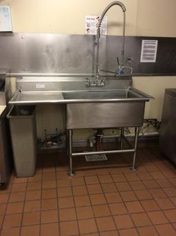 5' 1 hole 1 drainboard sink with sprayer