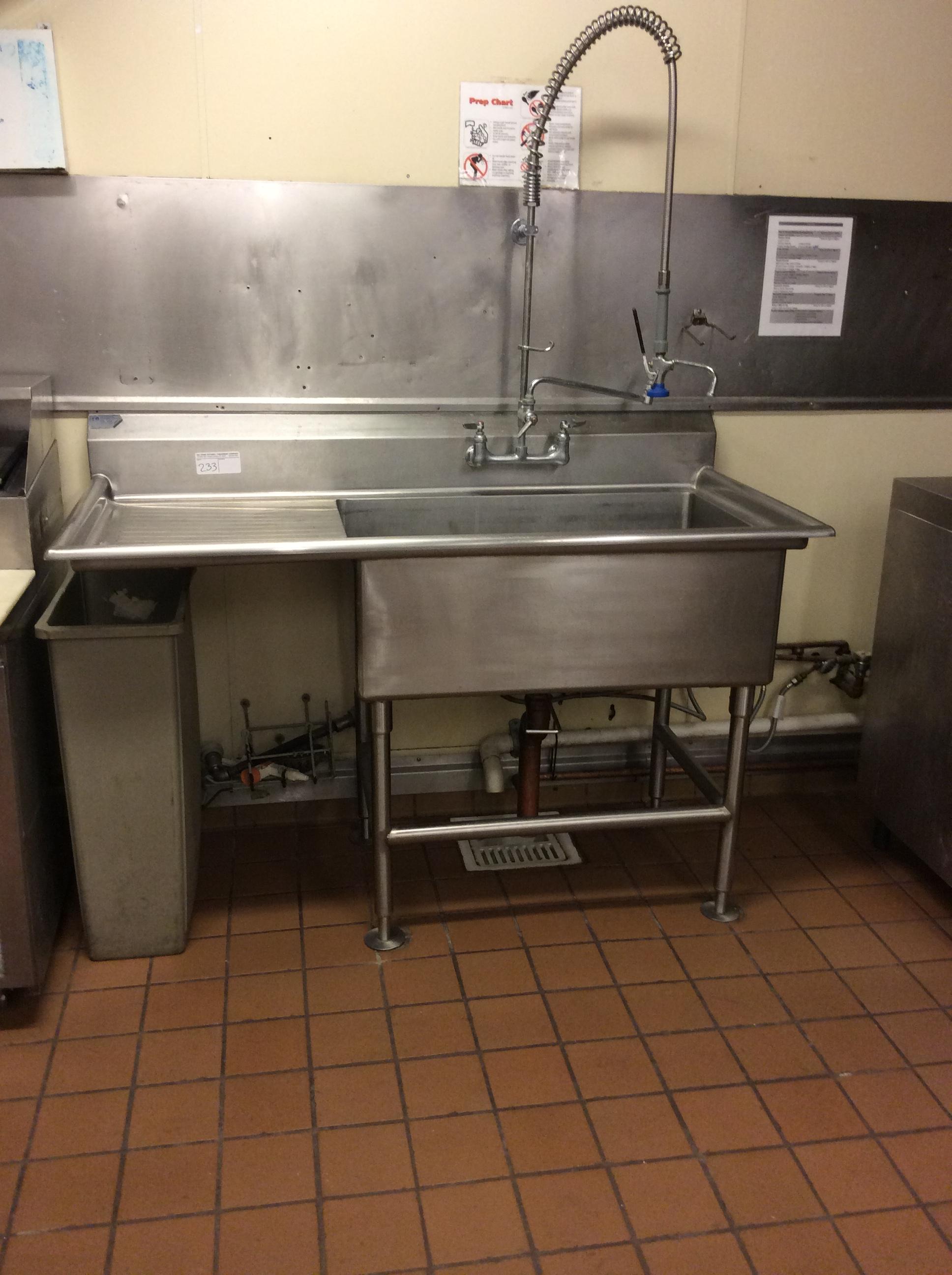 5' 1 hole 1 drainboard sink with sprayer