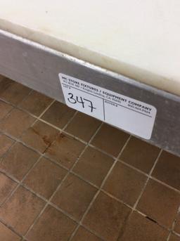 8' poly top table with shelf