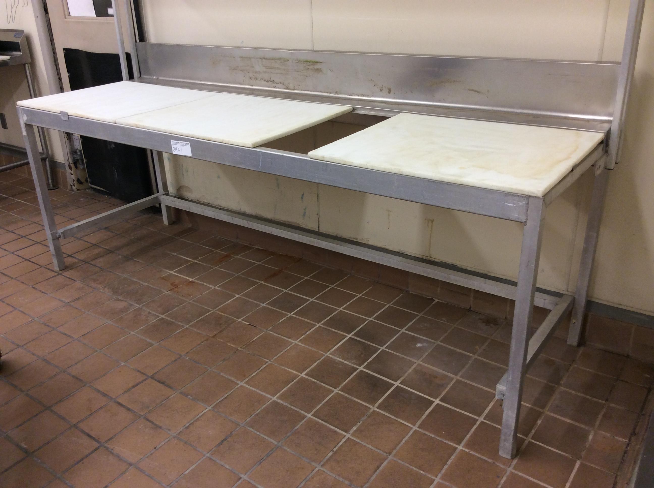 8' poly top table with shelf