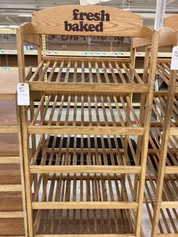ROLLING 5 SHELF WOOD DISPLAY RACK