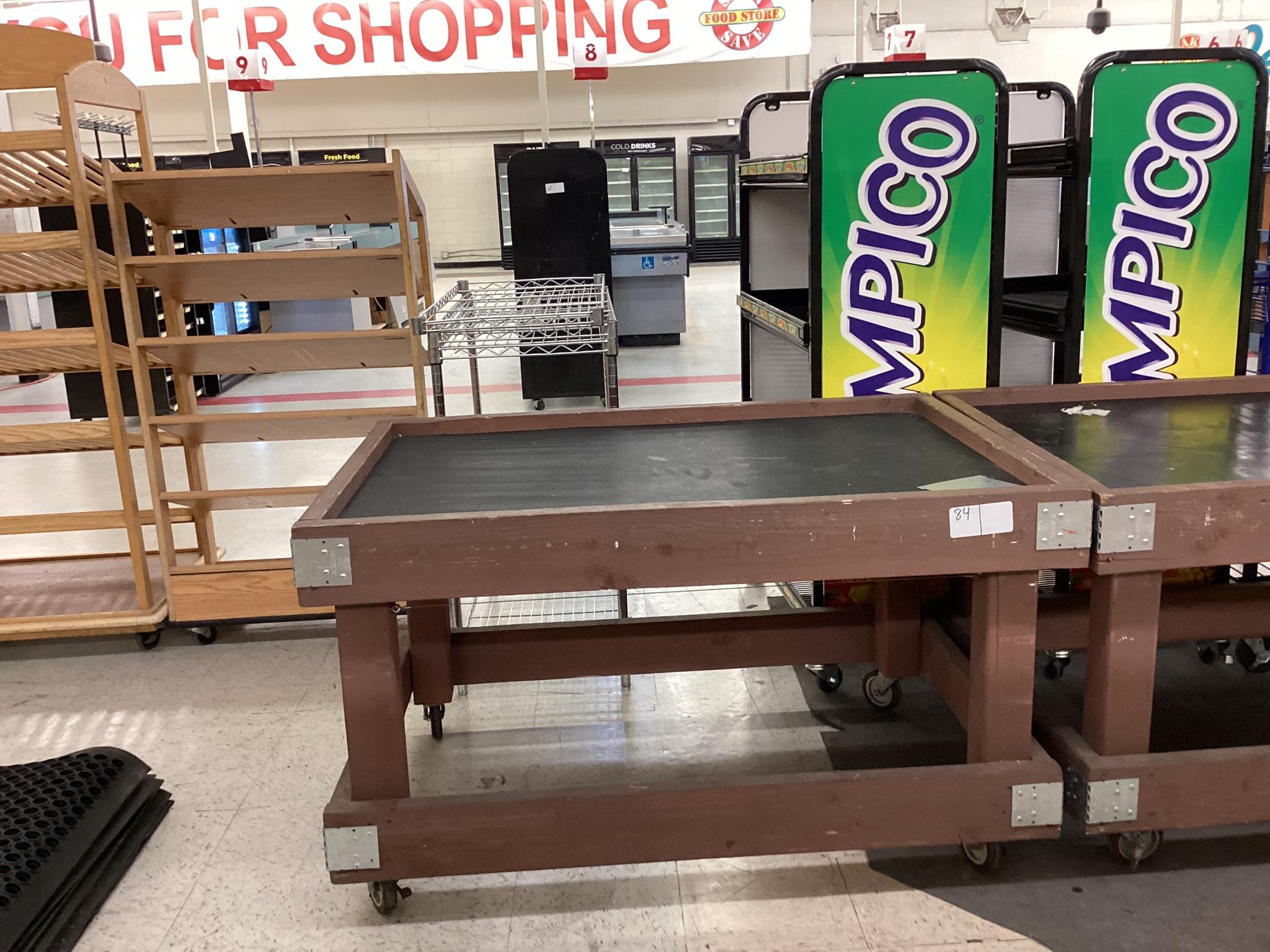 4' WOOD ROLLING DISPLAY TABLE