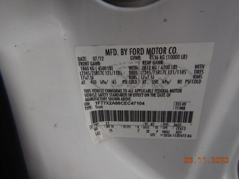 2012 FORD F-250 XL TRUCK, 154,294+ mi,  EXTENDED CAB, 2-WD, 6.2L GAS, AUTOM