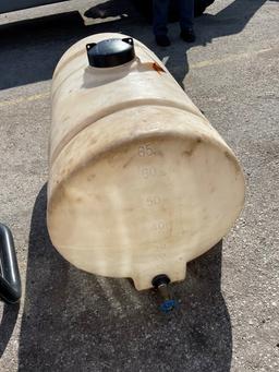 (1) 50 gall Plastic water tank, Holds liquid, w/ ball valve, LOAD OUT FEE $