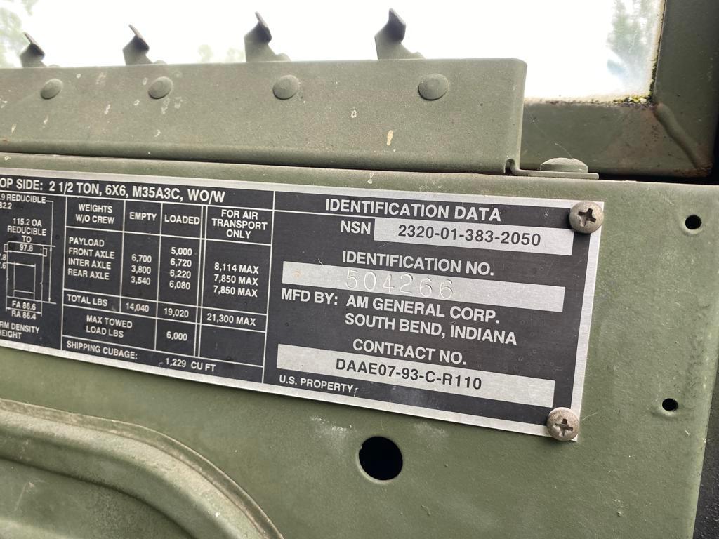 1993 AMERICAN GENERAL M35A3 MILITARY TRUCK, 11,000+ mi,  DEUCE & HALF, BOBB