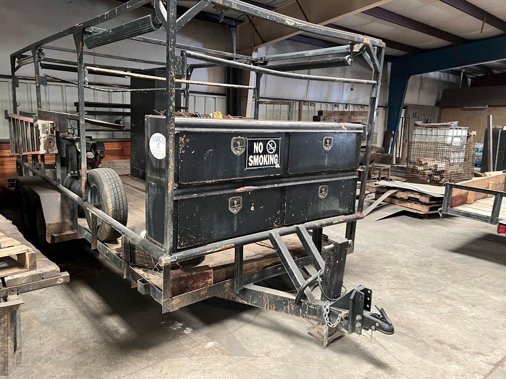 FABCO SHOPBUILT WELDING/ TOOL TRAILER,  BALL HITCH, TANDEM AXLE