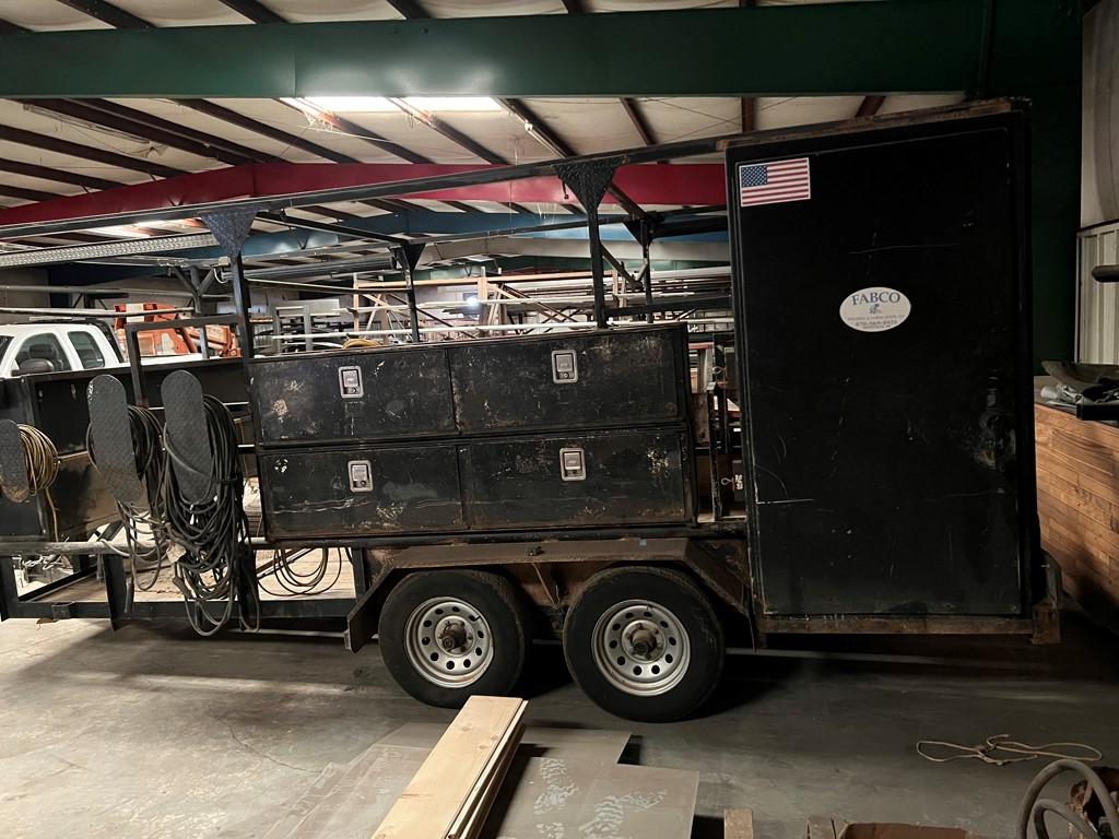 FABCO SHOPBUILT WELDING/ TOOL TRAILER,  BALL HITCH, TANDEM AXLE