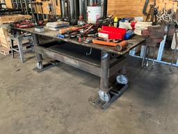 METAL SHOP TABLE,  48" X 96", WITH VISE