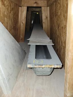 (2) WOODEN A-FRAME RACKS WITH CONTENTS.  GLASS, SHOWER CURB MOLD, MARBLE PI