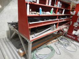 CONTENTS ON & UNDER TABLE :  ROLLERS, NON-WORKING TOOLS, EXPANDED METAL, BO