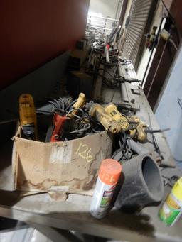 CONTENTS ON & UNDER TABLE :  ROLLERS, NON-WORKING TOOLS, EXPANDED METAL, BO
