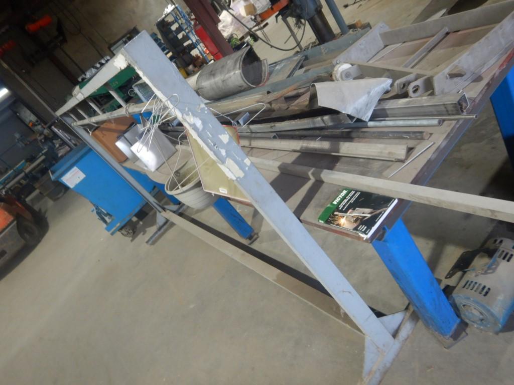 WELDING TABLE & METAL RACK  WITH MISCELLANEOUS