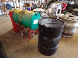 (3) BARRELS OF OIL AND (1) BARREL STAND