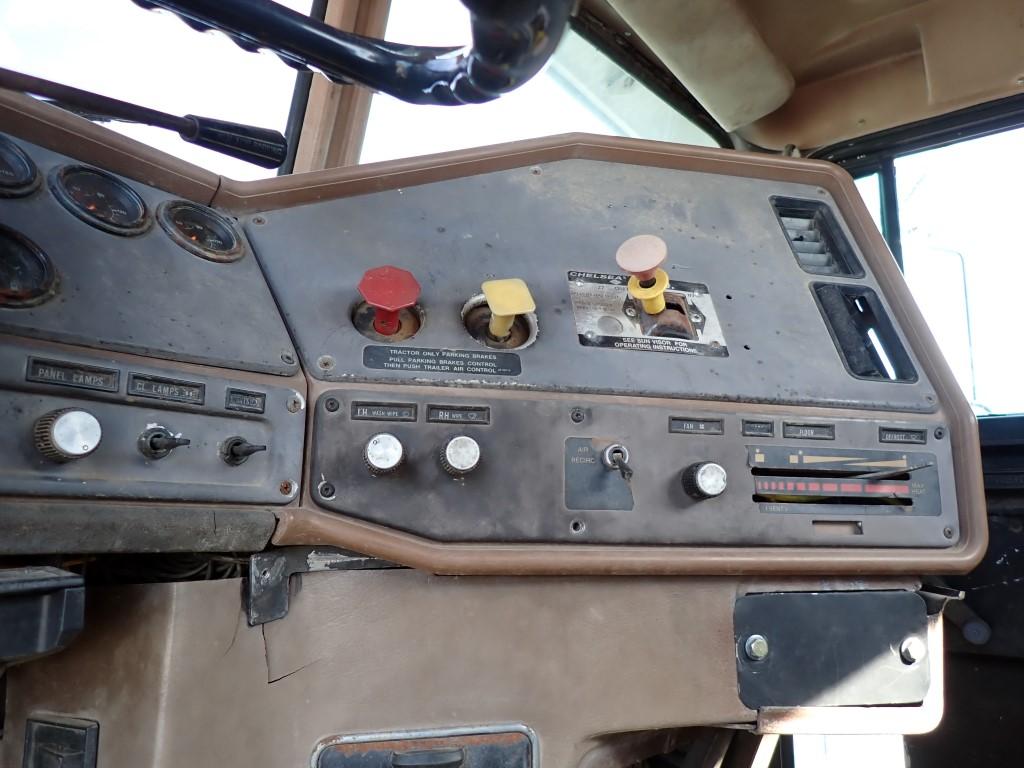 1984 FREIGHTLINER FLC 120 FLATBED DUMP TRUCK TRACTOR,  CUMMINS DIESEL, 10-S