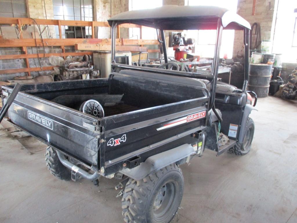 GRAVELY TREKER UTV,  GAS, 4 X 4, AUTOMATIC, DUMP BED, NEEDS REPAIRS