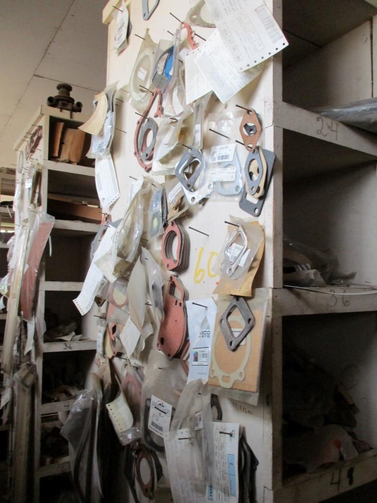 CONTENTS OF WOOD SHELF,  BEARINGS, NUTS, BOLTS, SPRINGS, SEALS, LIGHT SWITC