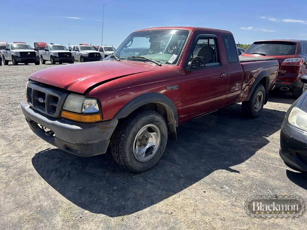 1998 FORD RANGER TRUCK, 148,553+mi,  V6 GAS, AUTO, EXTENDED CAB, 4X4, PS, A