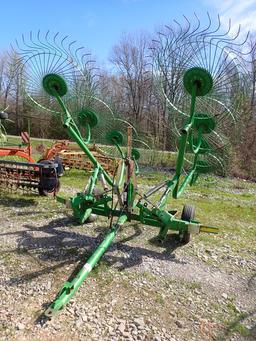FRONTIER 8 WHEEL HAY RAKE,  HDY FOLD, PULL TYPE