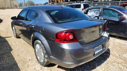 2013 DODGE AVENGER PASSENGER CAR, 142611 MILES,  4 DR, GAS, A/T, KEYS, UNKN