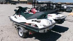 KAWASAKI 900 STX JET SKIS & TRAILER,  (2) UNKNOWN RUNNING CONDITIONS, NO TI