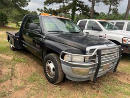 1999 DODGE RAM 3500 FLATBED TRUCK, 55,688+ mi showing,  DIESEL, 5 SPEED, EX