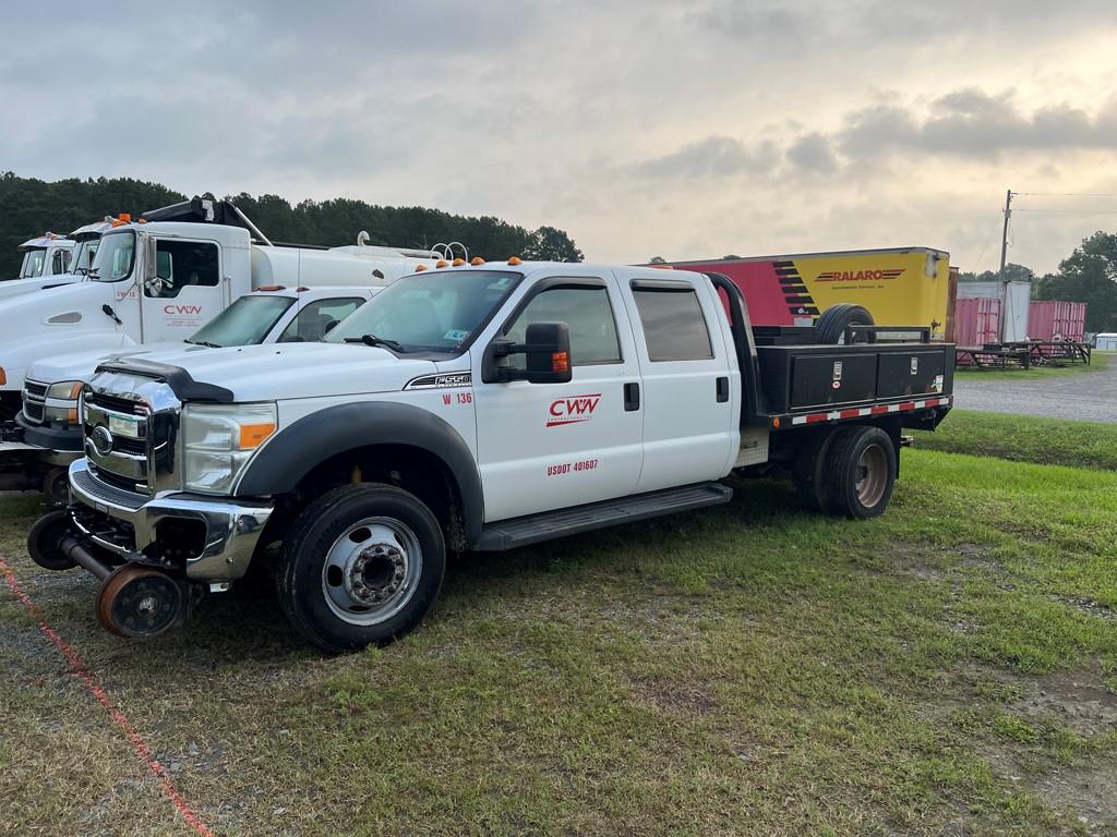 2012 FORD F550 SUPER DUTY WORK BED TRUCK, 223,694 Miles,  CREW CAB, HIRAIL