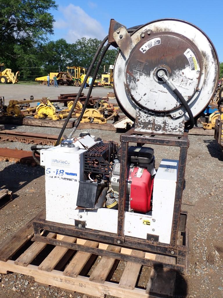 PORTACO GP18 HYDRAULIC POWER PACK,  18HP GAS,,W/ HOSE REEL & HYDRAULIC HOSE