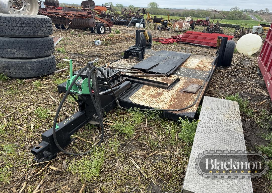 HYD LIFT TRAILER,  WINCH ON FRONT & DIAMOND PLATE TOOLBOX W/ RAMPS