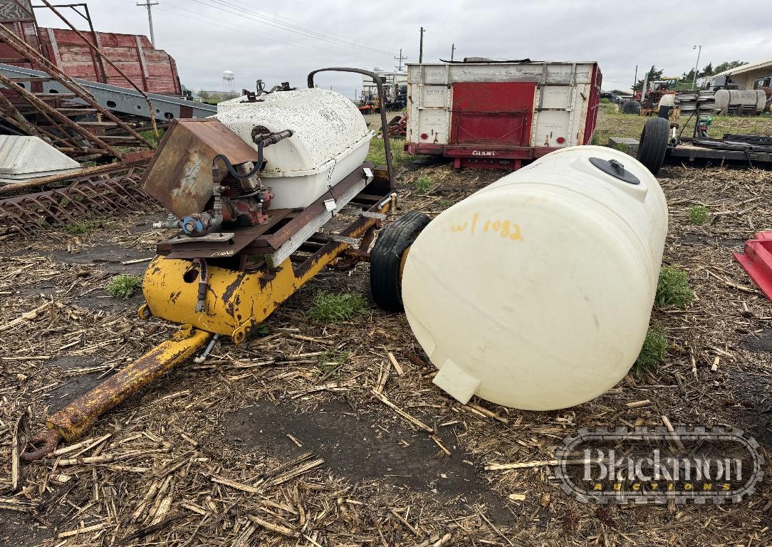 SPRAY TRAILER,  50 GALLON MOUNTED TANK, PONY MOTOR, 250 GALLON POLY TANK,