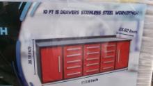 2024 CHERY INDUSTRIES STAINLESS STEEL WORKBENCH,  NEW, 10', 15 DRAWERS, AS