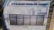 2024 CHERY INDUSTRIES STAINLESS STEEL WORKBENCH,  NEW, 10', 18 DRAWERS, AS