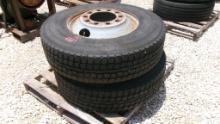 LOT OF TIRES,  (2) 295/75R 22.5, W/STEEL WHEELS, AS IS WHERE IS