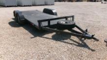 SHOP BUILT CAR TRAILER,  16' X 80" BUMPER PULL, RAMPS, TANDEM AXLE, SPRING