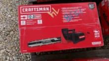 CRAFTSMAN CORDLESS ELECTRIC CHAINSAW,  12 AMP, 16" CUTTING BAR, AS IS WHERE