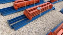 LOT OF HEAVY DUTY PALLET RACKING TRACKS, BRACES & BOLTS,  AS IS WHERE IS