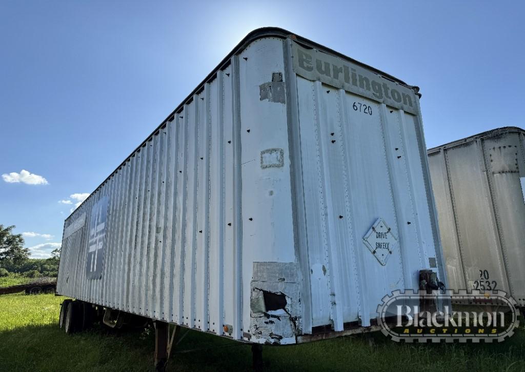 1974 GINDY VAN TRAILER,  40', SLIDING TANDEM AXLES, SPRING RIDE, 24.5 TIRES